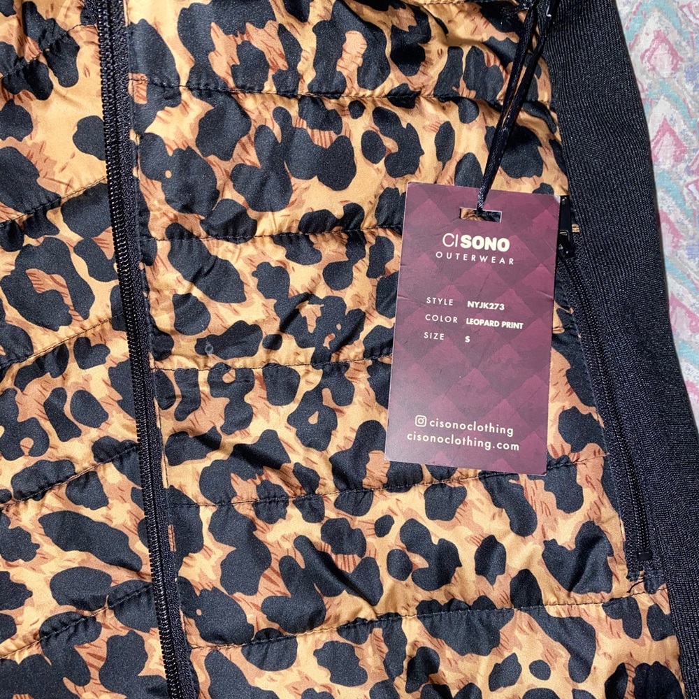 Ci Sono leopard print puffer jacket